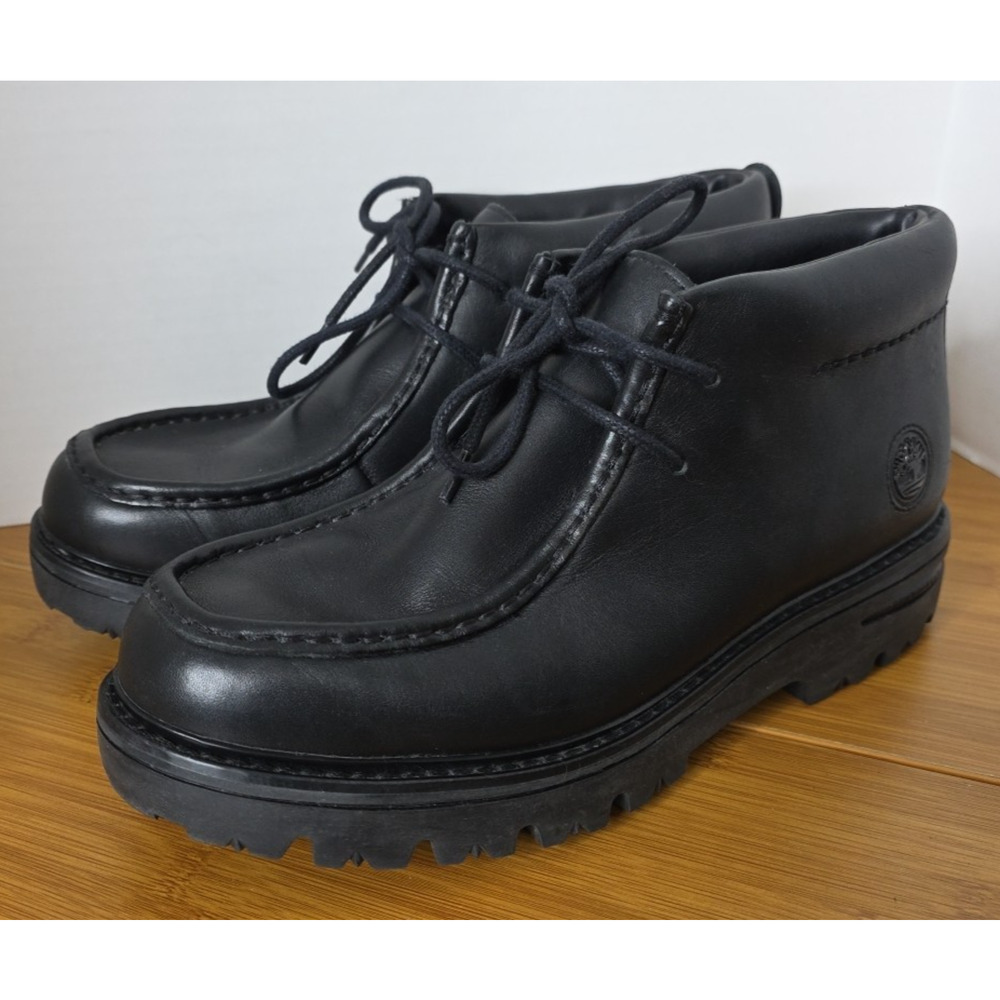Timberland Mens Black Leather Chukka Boots Size 10 M Lug Sole